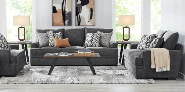 Surrey Hills Black 7 Pc Living Room with Gel Foam Sleeper Sofa