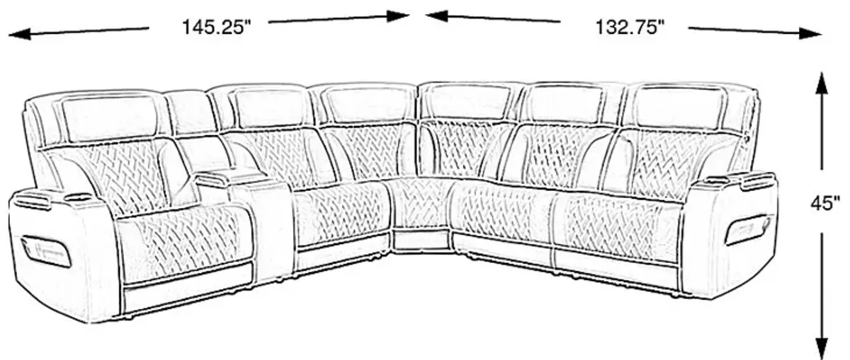 Encore Black Leather 3 Pc Triple Power Reclining Sectional