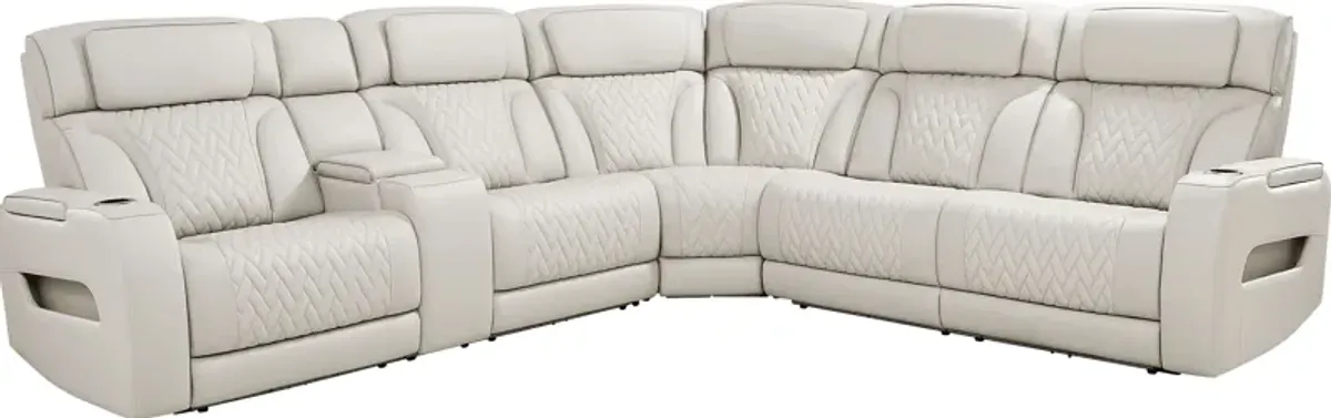 Encore Gray Leather 3 Pc Triple Power Reclining Sectional