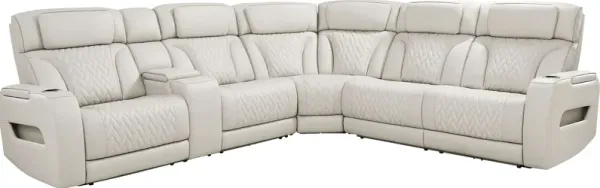 Encore Gray Leather 3 Pc Triple Power Reclining Sectional