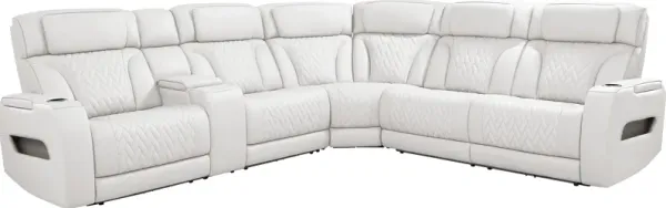 Encore White Leather 3 Pc Triple Power Reclining Sectional