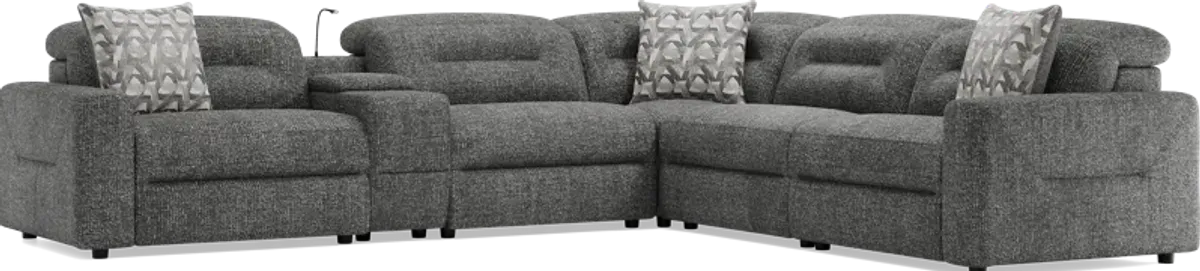 Belia Gray 6 Pc Dual Power Reclining Sectional