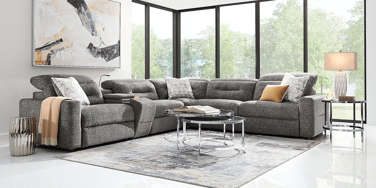 Belia Gray 6 Pc Dual Power Reclining Sectional