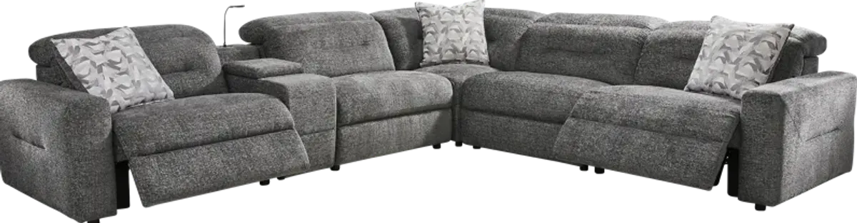 Belia Gray 6 Pc Dual Power Reclining Sectional