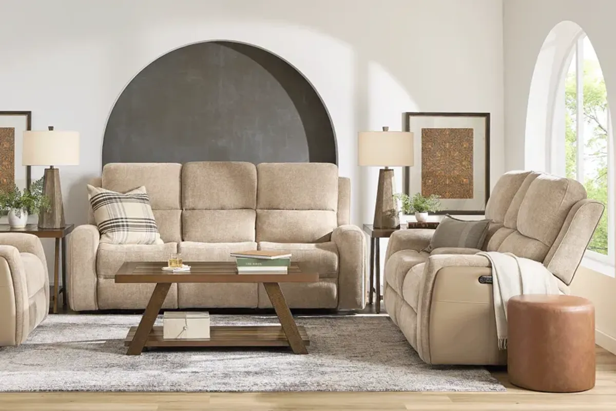 Harrison Beige 7 Pc Dual Power Reclining Living Room