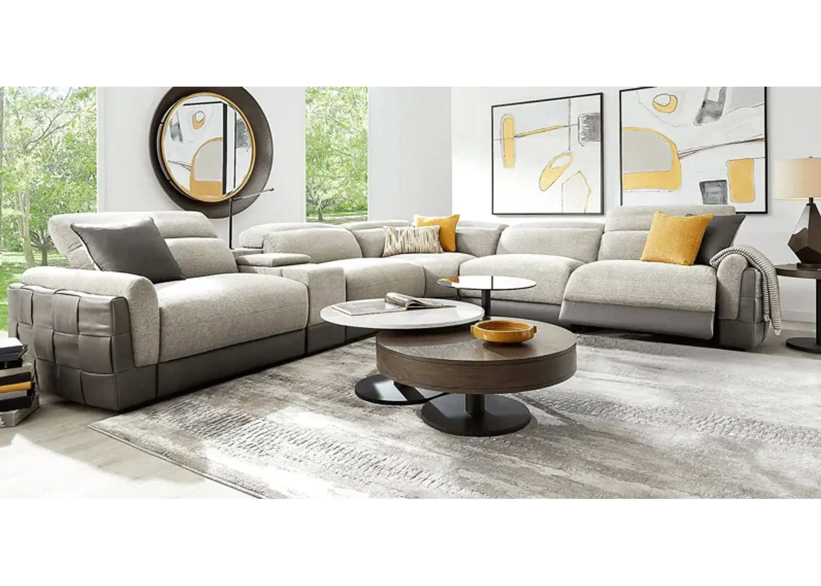 Seneca Falls Gray 9 Pc Dual Power Reclining Sectional Living Room