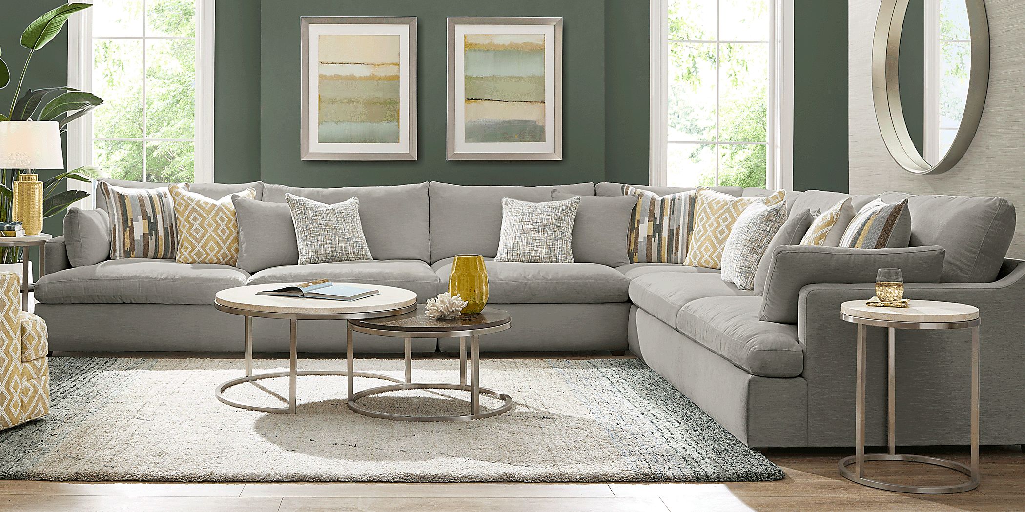 Cindy Crawford Home Aldon Park Gray 4 Pc Sectional