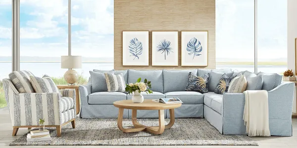 Pacific Grove Blue Slipcover 2 Pc Sectional