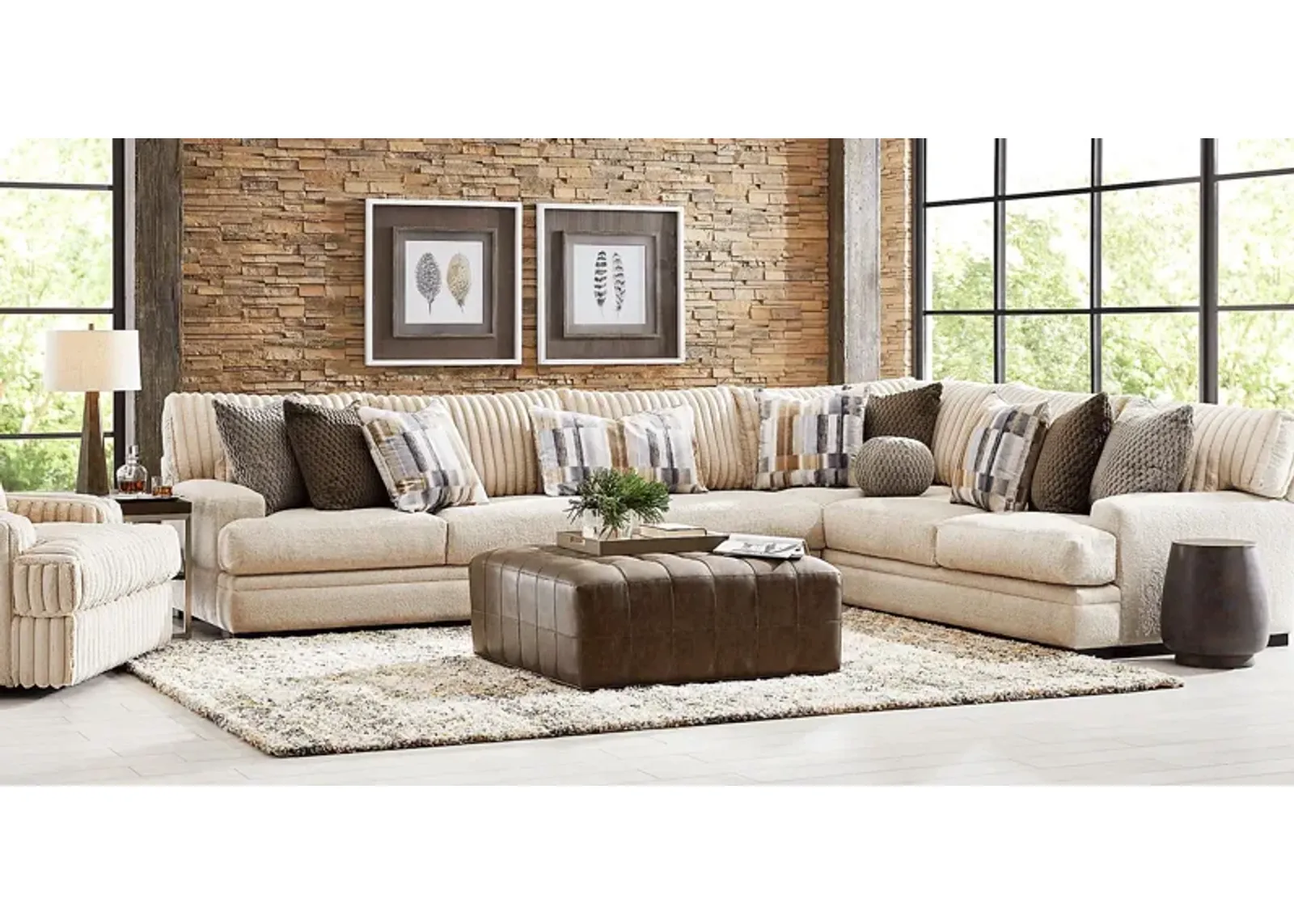 Hudson Street Beige 7 Pc Sectional Living Room