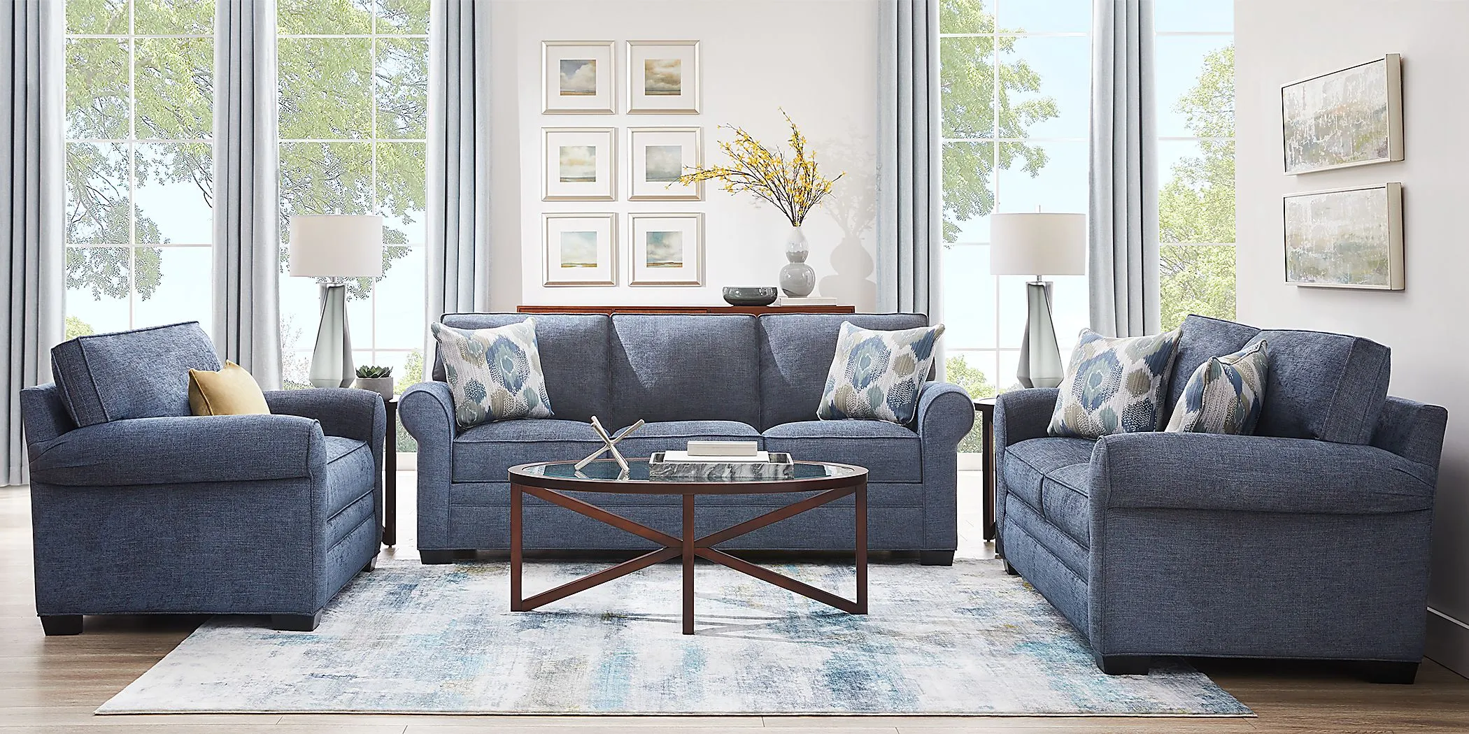 Bellingham Sapphire Textured Chenille Loveseat