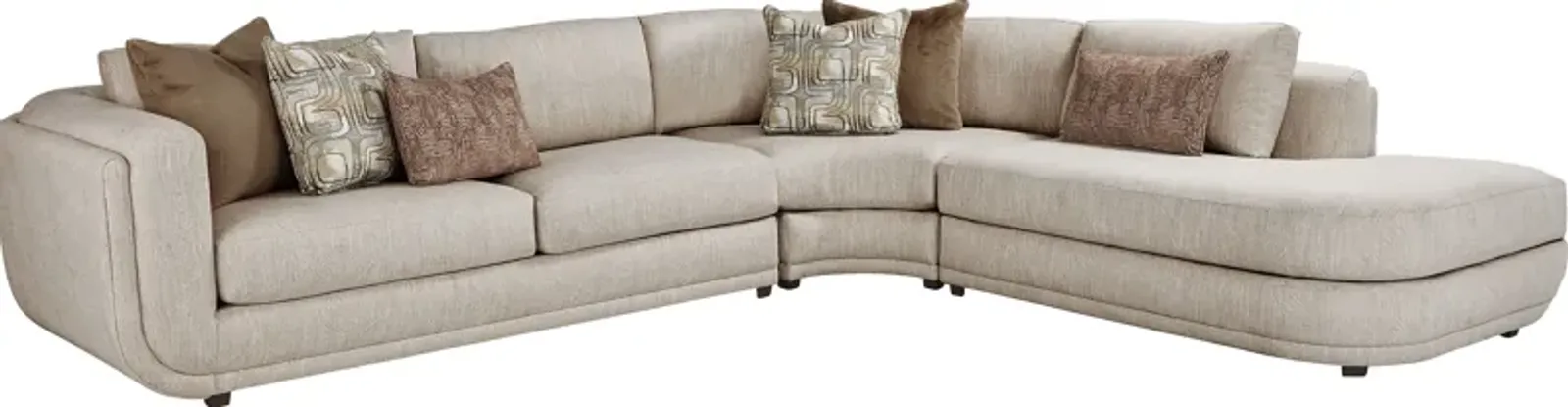 Wexley Beige 3 Pc Sectional