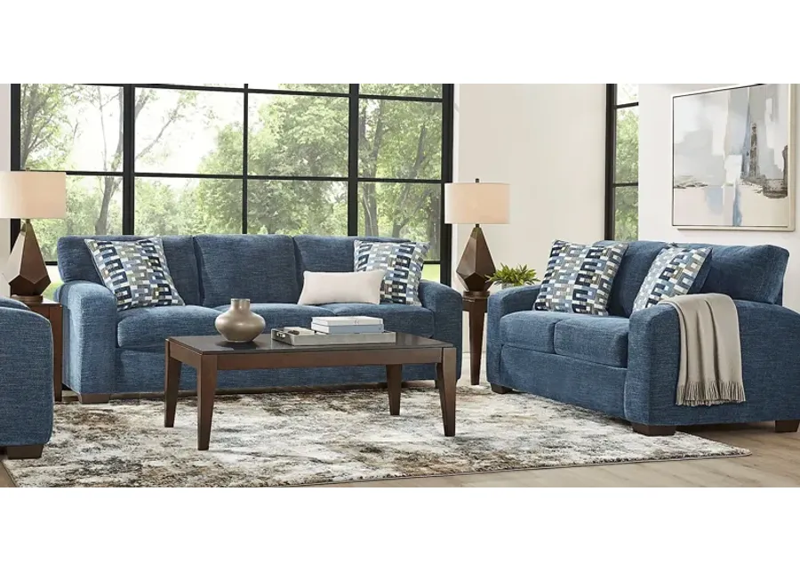 Lynwood Blue 7 Pc Living Room with Sleeper Sofa