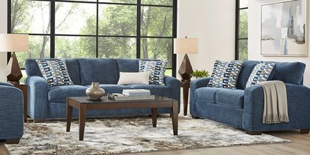 Lynwood Blue 7 Pc Living Room with Gel Foam Sleeper Sofa