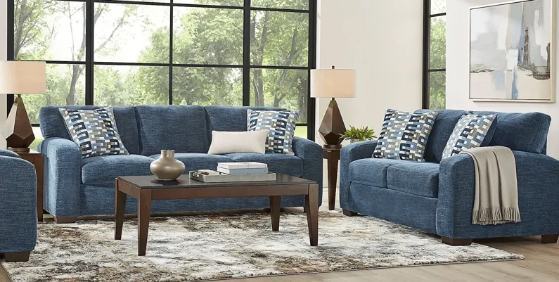 Lynwood Blue 7 Pc Living Room with Gel Foam Sleeper Sofa