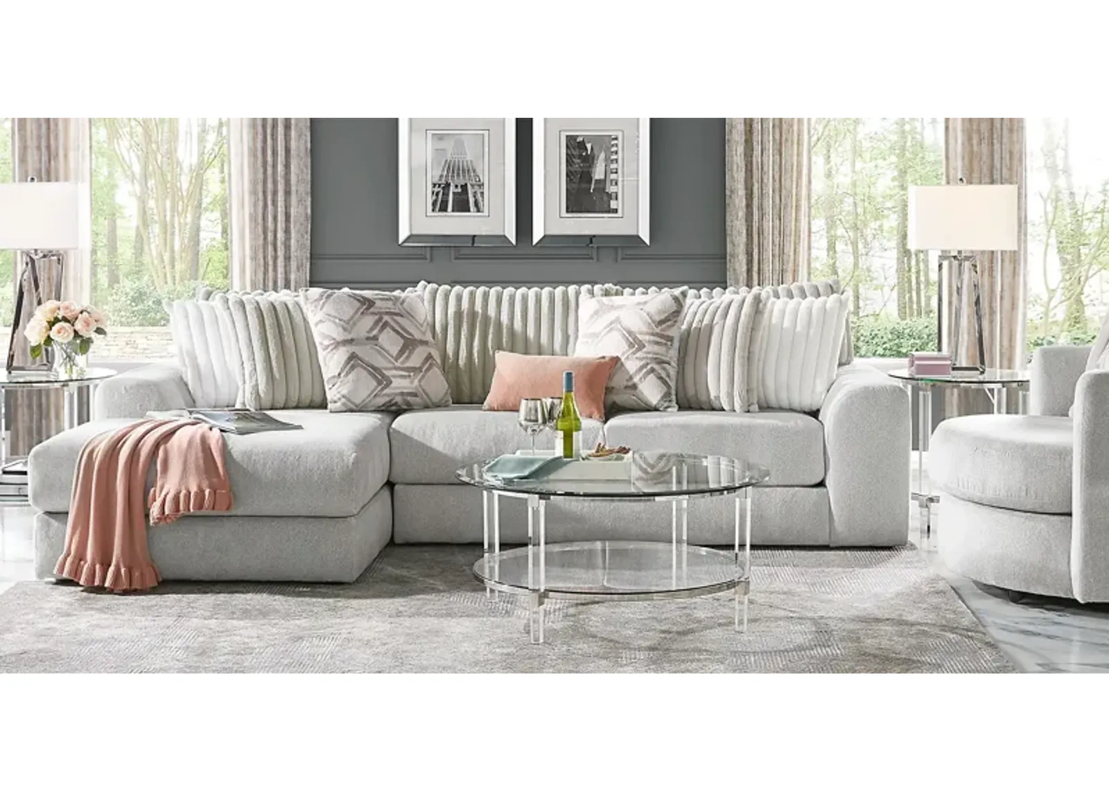 Moreau Street Gray 5 Pc Sectional Living Room