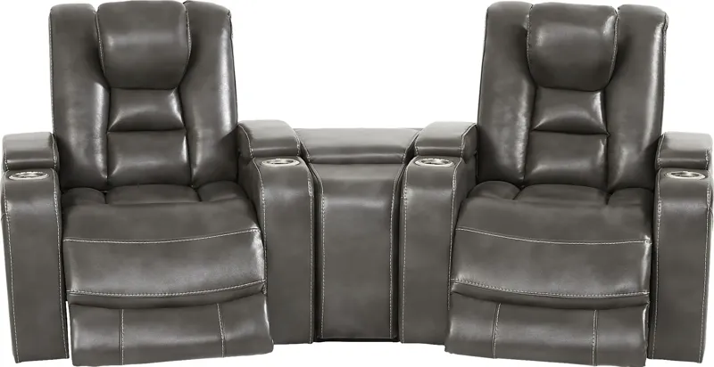 Novi Gray 6 Pc Dual Power Reclining Home Theater Sectional Living Room