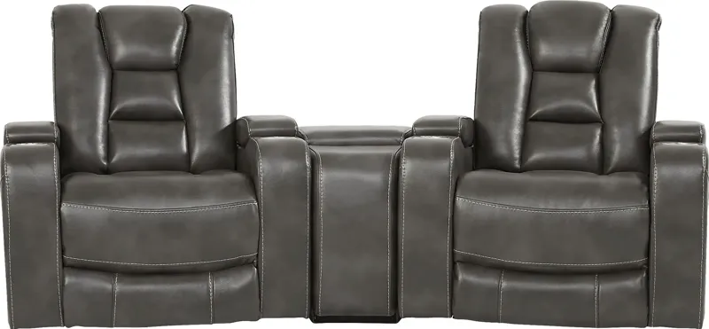 Novi Gray 6 Pc Dual Power Reclining Home Theater Sectional Living Room