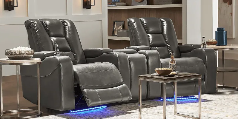 Novi Gray 6 Pc Dual Power Reclining Home Theater Sectional Living Room