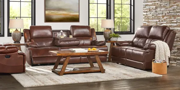 Montefano Brown Leather 7 Pc Living Room with Reclining Sofa