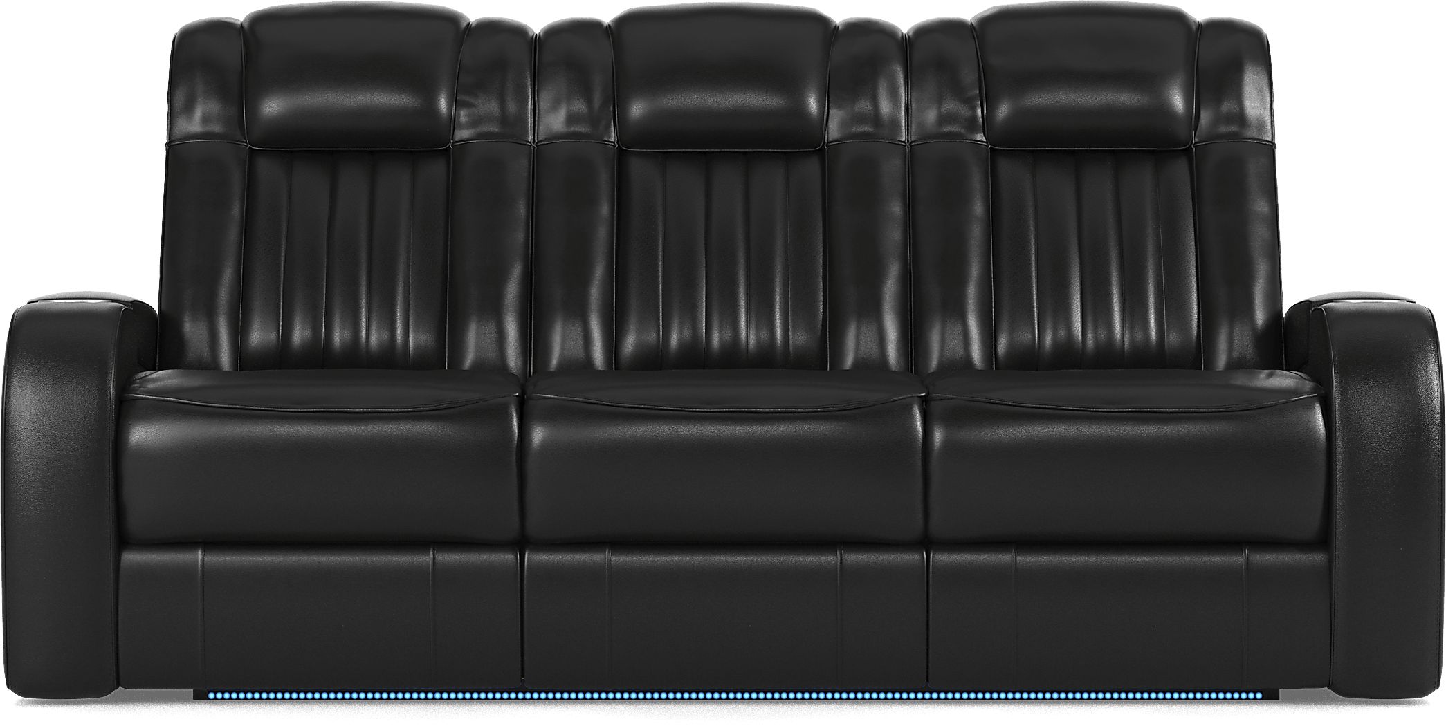 Cenova Black Leather 3 Pc Living Room with Dual Power Reclining Sofa