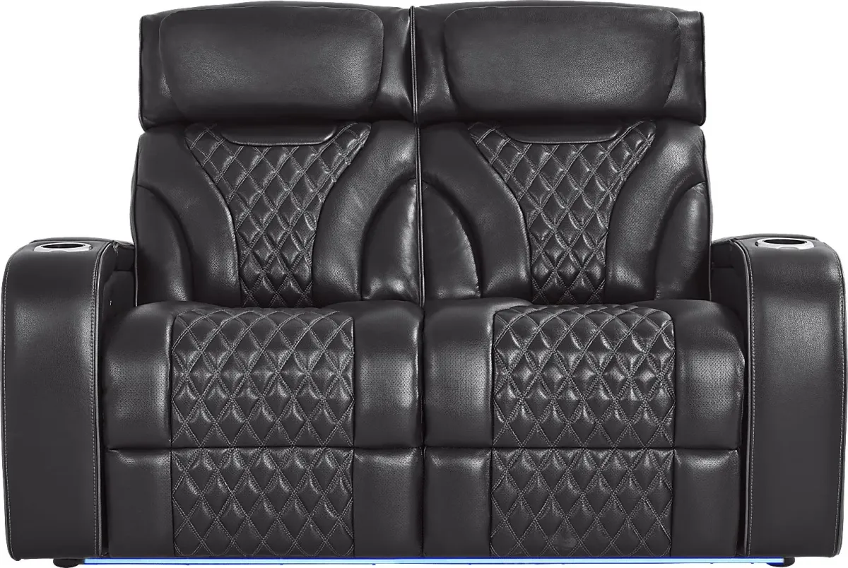 Horizon Ridge Black Leather 3 Pc Living Room with Triple Power Reclining Sofa