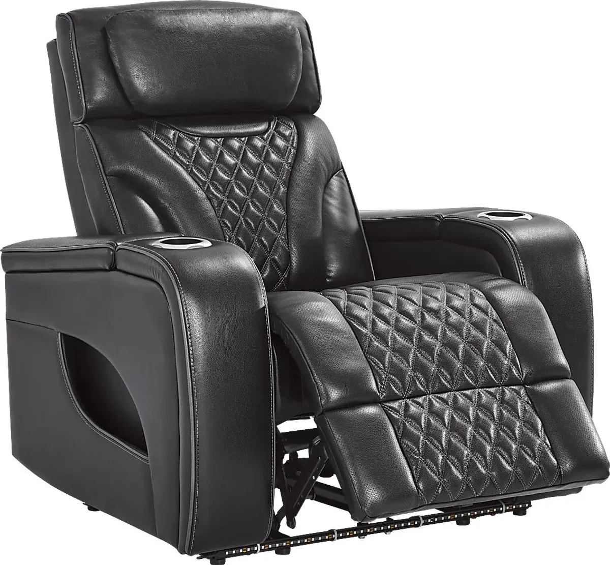 Horizon Ridge Black Leather 3 Pc Living Room with Triple Power Reclining Sofa