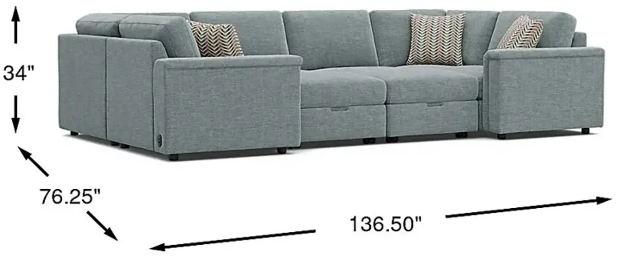 Tempo Modular Blue 8 Pc Sectional