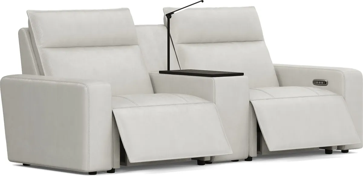 Light Gray Leather 3 Pc Dual Power Reclining ModularTwo
