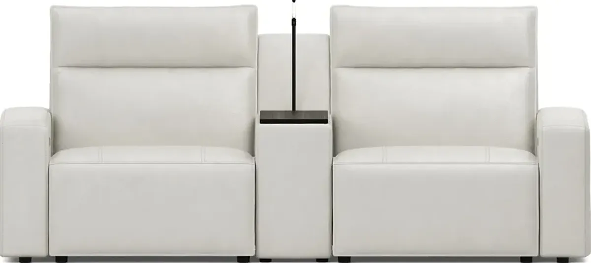 Light Gray Leather 3 Pc Dual Power Reclining ModularTwo