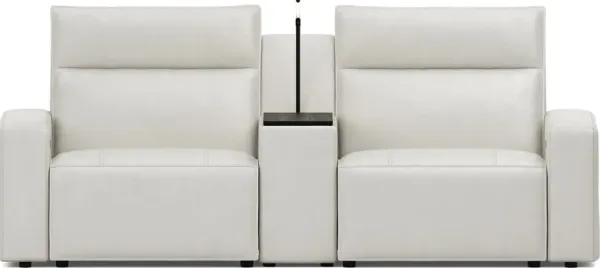 Light Gray Leather 3 Pc Dual Power Reclining ModularTwo