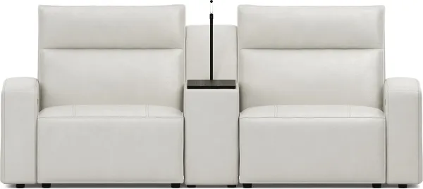 Light Gray Leather 3 Pc Dual Power Reclining ModularTwo