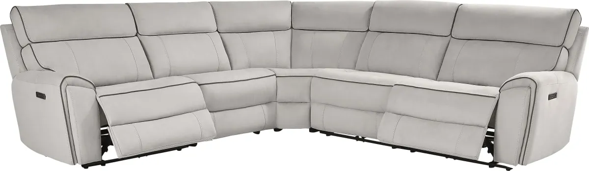 Emmett Avenue Gray 5 Pc Dual Power Reclining Sectional