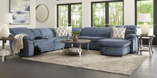 Crescent Place Navy 6 Pc Power Reclining Sleeper Sectional