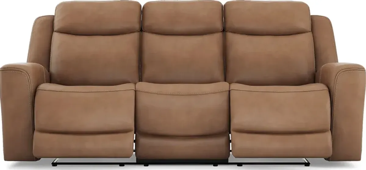 Davidson Caramel Leather 7 Pc Dual Power Reclining Living Room