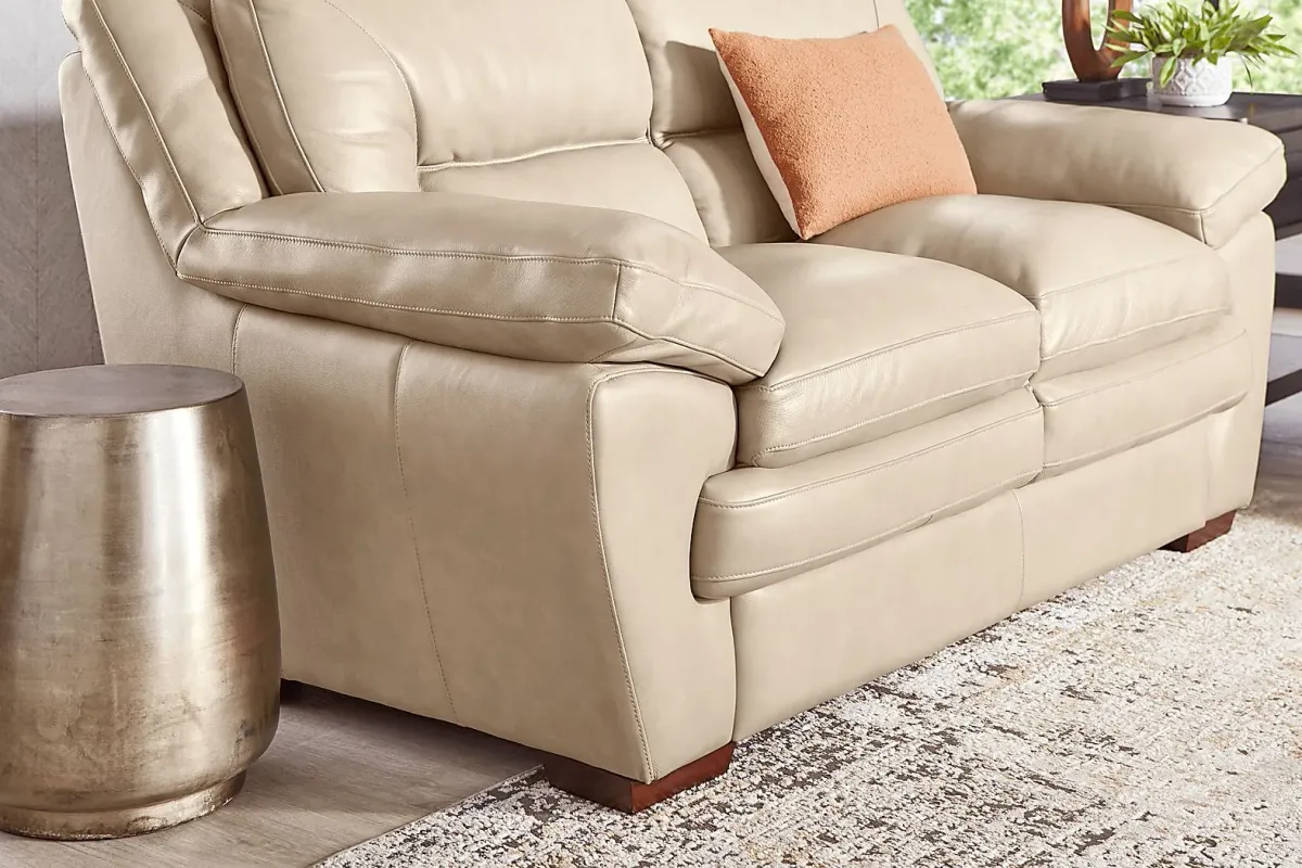 Hayworth Beige Leather 3 Pc Living Room