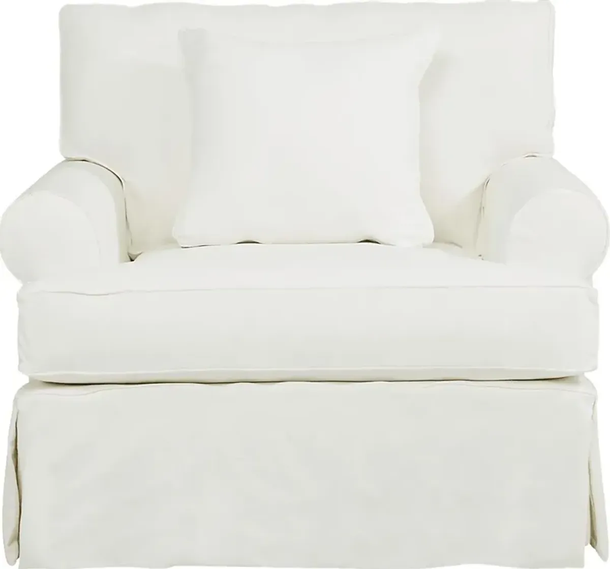 Beachside Walk White Denim Slipcover Chair