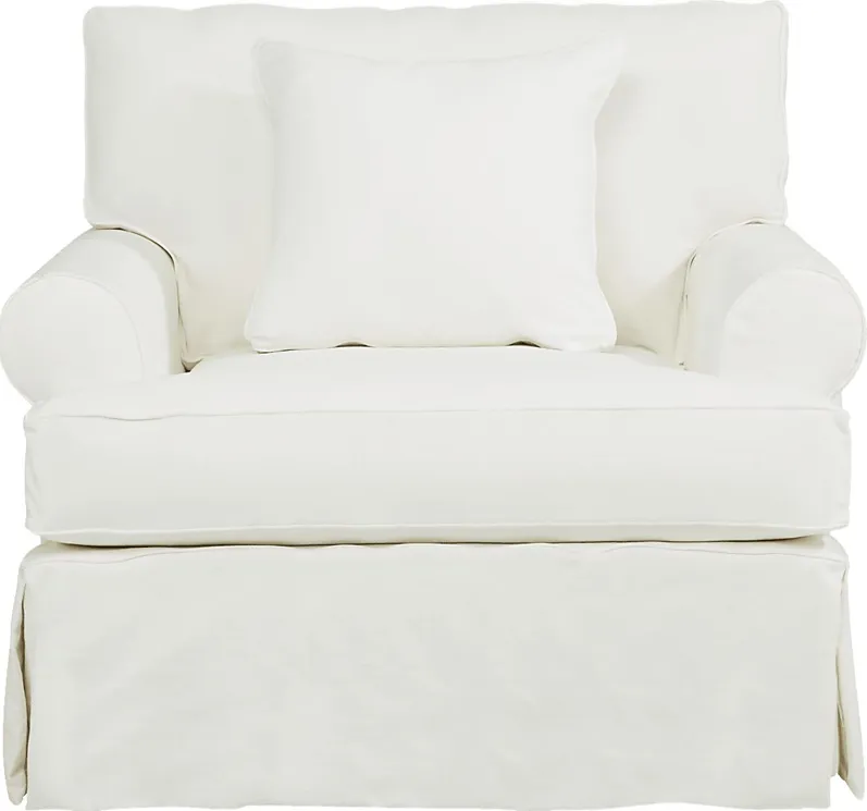 Beachside Walk White Denim Slipcover Chair