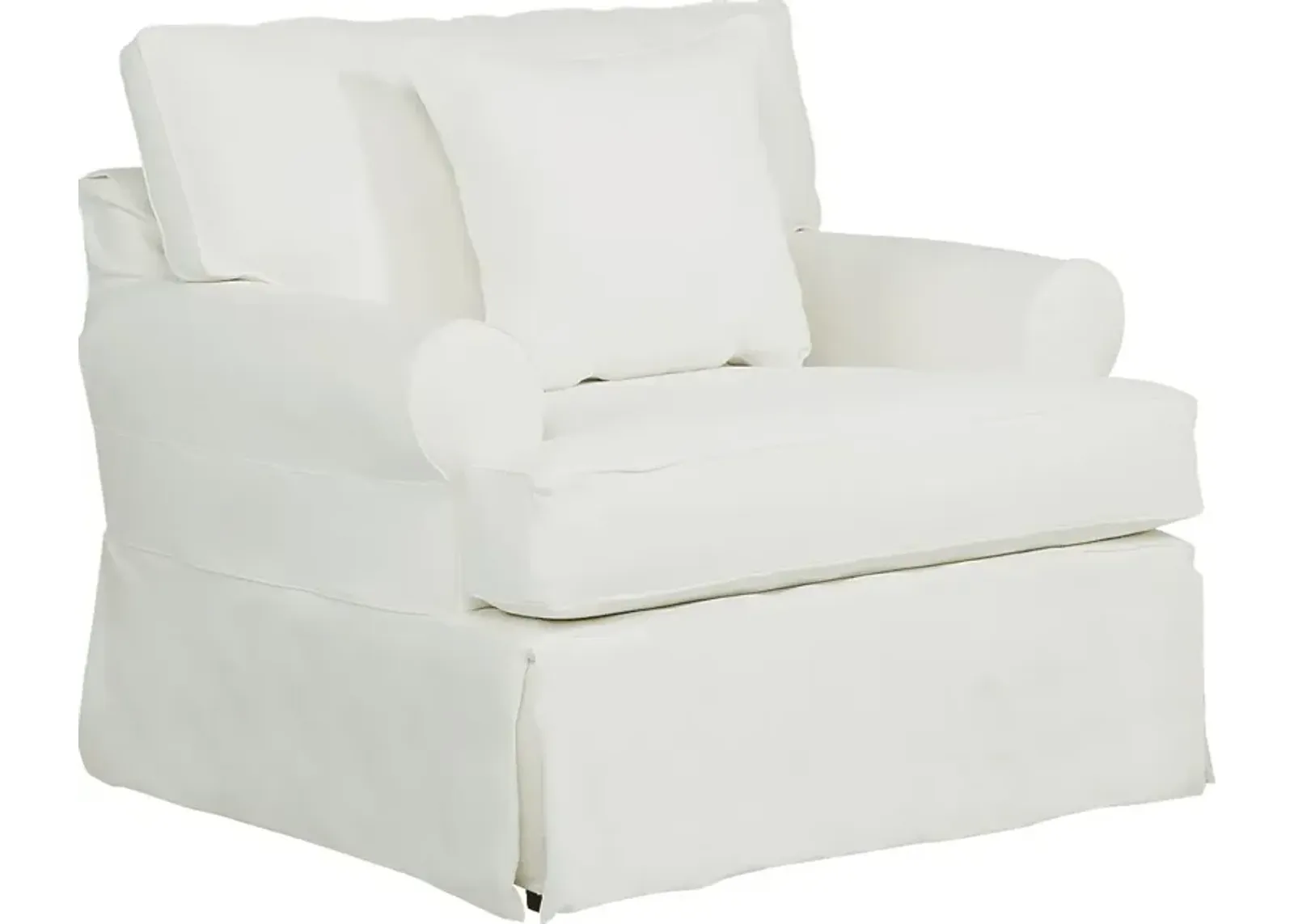 Beachside Walk White Denim Slipcover Chair