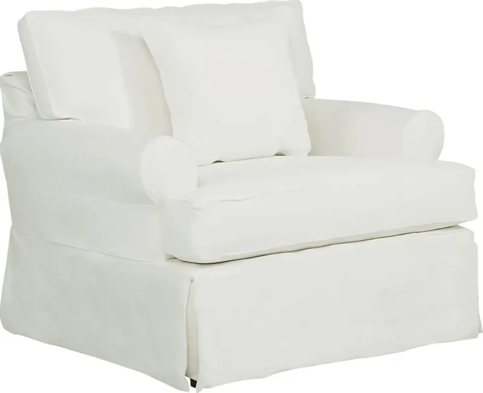 Beachside Walk White Denim Slipcover Chair