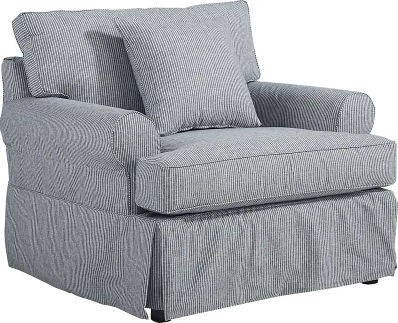 Beachside Walk Blue Denim Slipcover Chair