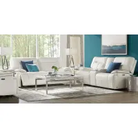 Bernsley White Leather 5 Pc Dual Power Reclining Living Room