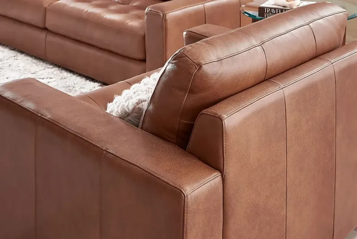 Messina Brown Leather 5 Pc Living Room