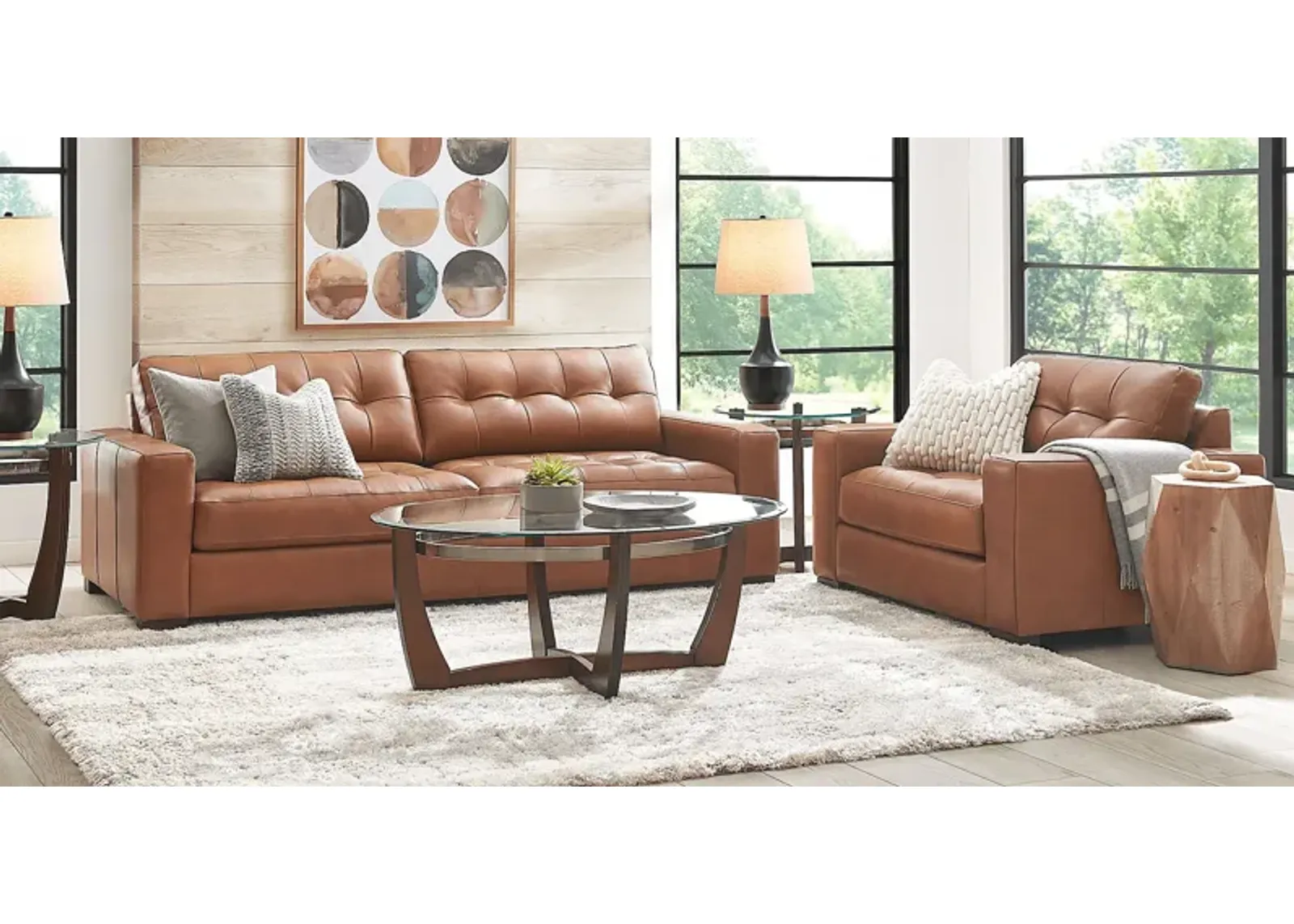 Messina Brown Leather 5 Pc Living Room