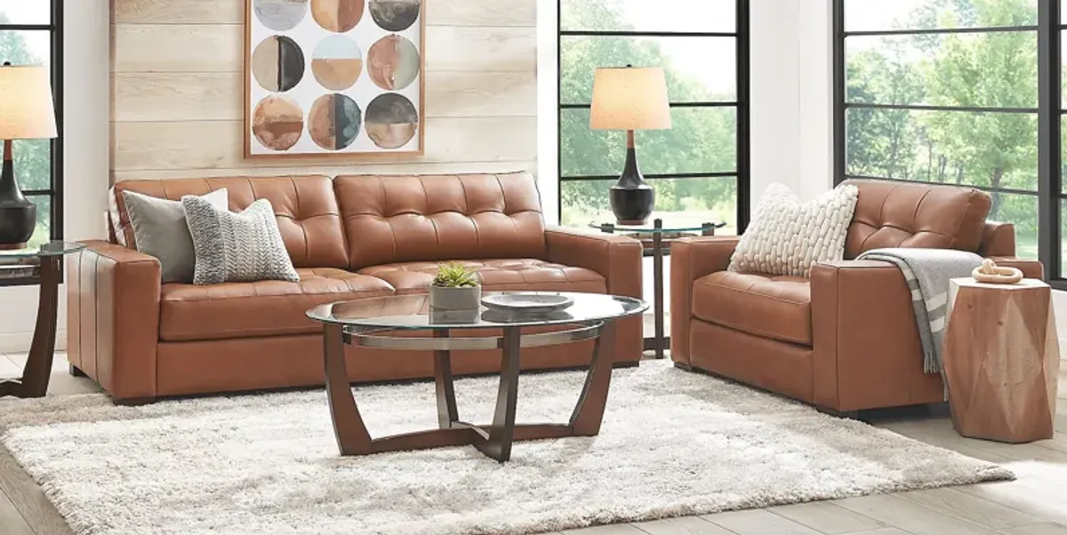 Messina Brown Leather 5 Pc Living Room