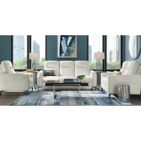 Parkside Heights White Leather 3 Pc Living Room w/Dual Power Reclining Sofa