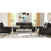 Parkside Heights Black Cherry Leather 3 Pc Living Room w/Dual Power Reclining Sofa