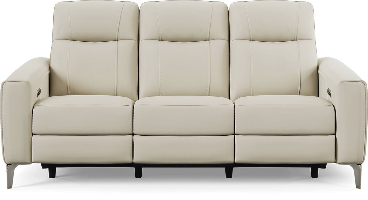 Parkside Heights Beige Leather 3 Pc Living Room with Dual Power Reclining Sofa