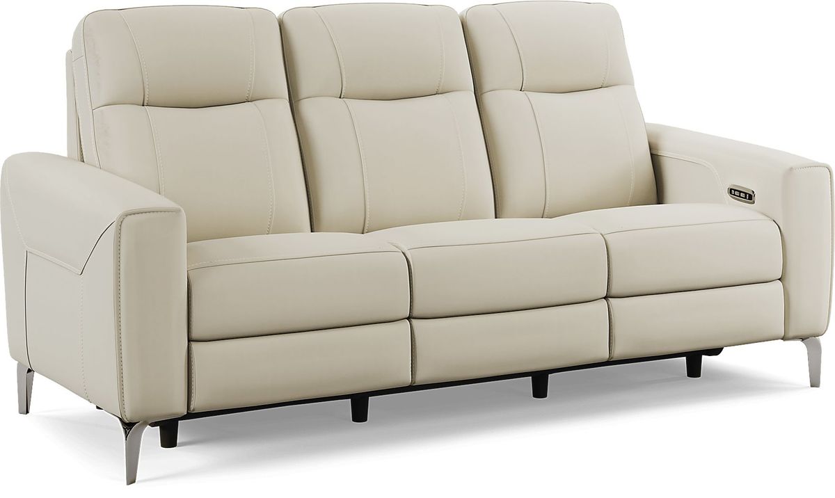 Parkside Heights Beige Leather 3 Pc Living Room with Dual Power Reclining Sofa