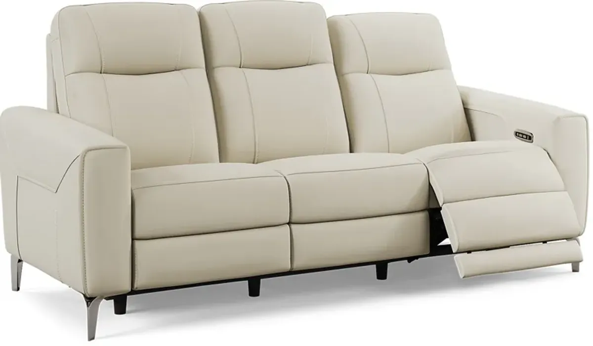 Parkside Heights Beige Leather 3 Pc Living Room with Dual Power Reclining Sofa