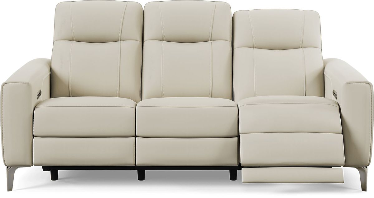 Parkside Heights Beige Leather 3 Pc Living Room with Dual Power Reclining Sofa